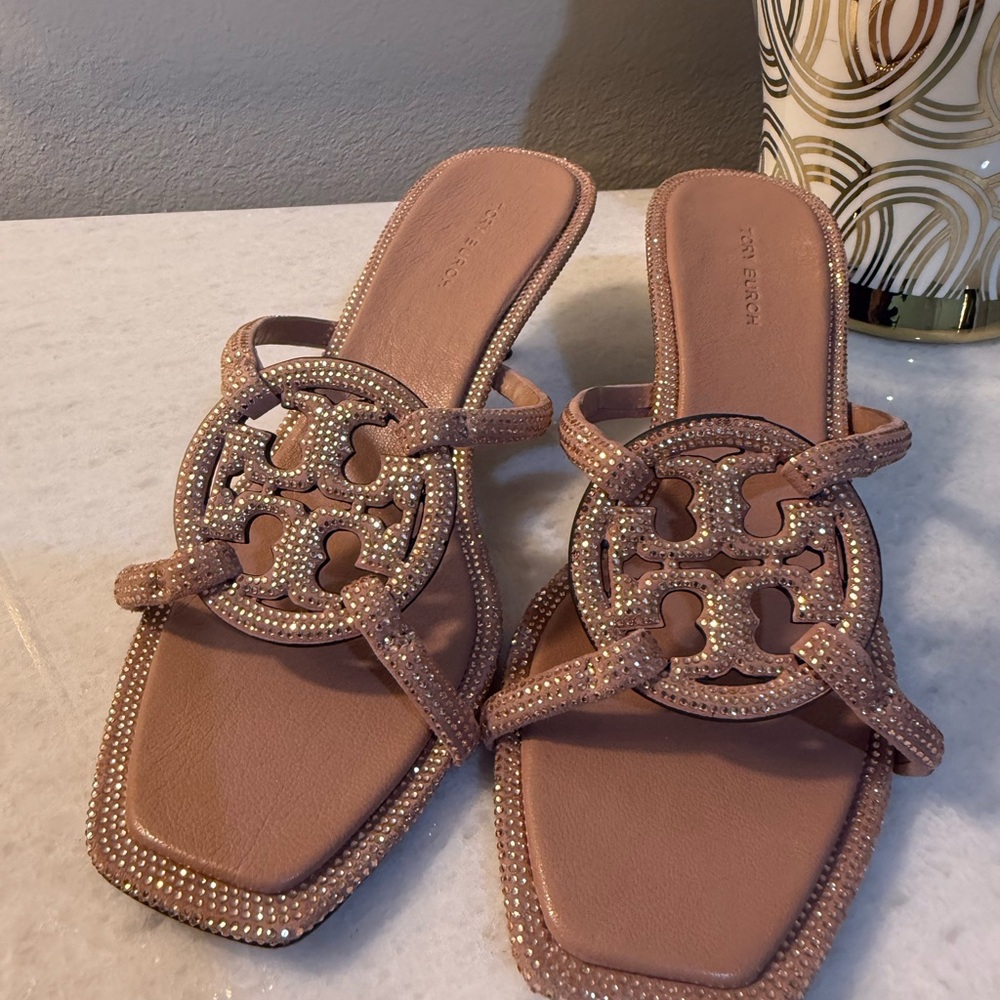 Tory Burch Tan Embellished Sandals